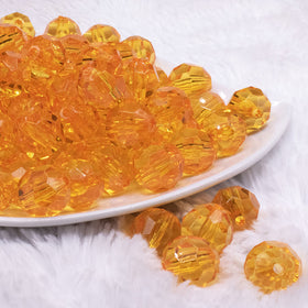 16mm Orange Transparent Faceted Bubblegum Beads