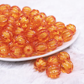 16mm Orange Transparent Pumpkin Shaped Bubblegum Beads