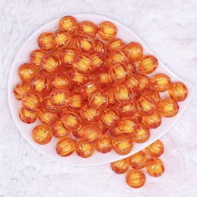 16mm Orange Transparent Pumpkin Shaped Bubblegum Beads