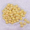 top view of a pile of 16mm Pastel Yellow Solid AB Bubblegum Beads