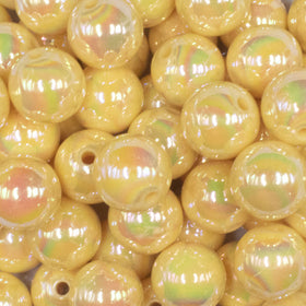 16mm Pastel Yellow Solid AB Bubblegum Beads