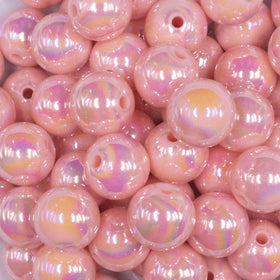 16mm Peach Solid AB Bubblegum Beads