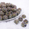 front view of a pile of 16mm Peacock Rhinestone AB Chunky Bubblegum Jewelry Beads