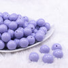 Front view of a pile of 16mm Periwinkle Purple Solid Acrylic Bubblegum Jewelry Beads