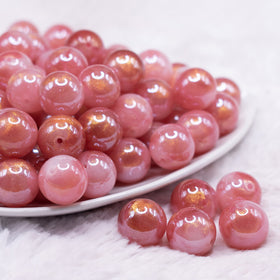 16mm Pink Galaxy Sparkle Resin Bubblegum Beads