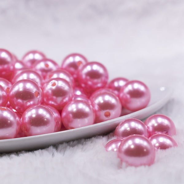 Front view of a pile of 16mm Pink Faux Pearl Acrylic Bubblegum Jewelry Beads
