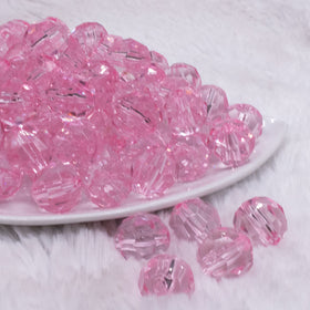 16mm Pink Transparent Faceted Bubblegum Beads