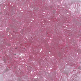 16mm Pink Transparent Faceted Bubblegum Beads