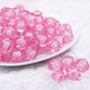 front view of a pile of 16mm Pink Transparent Pumpkin Shaped Bubblegum Beads