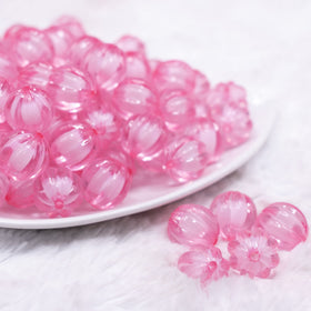 16mm Pink Transparent Pumpkin Shaped Bubblegum Beads