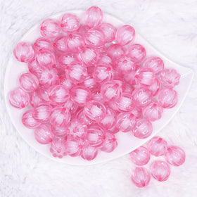 16mm Pink Transparent Pumpkin Shaped Bubblegum Beads