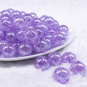 16mm Purple Crackle AB Bubblegum Beads