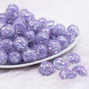front view of a pile of 16mm Purple Majestic Confetti Bubblegum Beads