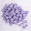 top view of a pile of 16mm Purple Majestic Confetti Bubblegum Beads