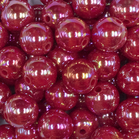 16mm Raspberry Red Solid AB Bubblegum Beads