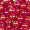 close up view of a pile of 16mm Red Crackle AB Bubblegum Beads