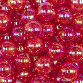 16mm Red Crackle AB Bubblegum Beads