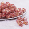front view of a pile of 16mm Red Majestic Confetti Bubblegum Beads