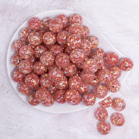 16mm Red Majestic Confetti Bubblegum Beads