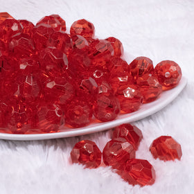 16mm Red Transparent Faceted Bubblegum Beads