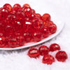 front view of a pile of 16mm Red Transparent Disco Shaped Bubblegum Beads