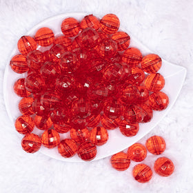 16mm Red Transparent Disco Shaped Bubblegum Beads