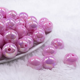 16mm Rose Pink Solid AB Bubblegum Beads