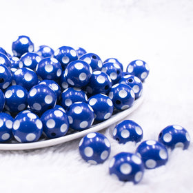 16mm Royal Blue with White Polka Dots Bubblegum Beads