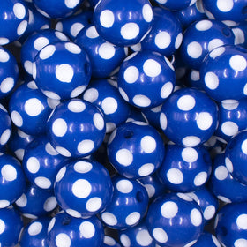 16mm Royal Blue with White Polka Dots Bubblegum Beads