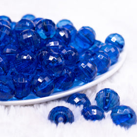 16mm Royal Blue Transparent Disco Shaped Bubblegum Beads