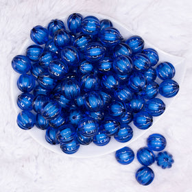 16mm Royal Blue Transparent Pumpkin Shaped Bubblegum Beads