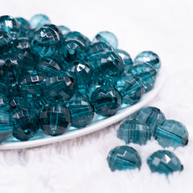 16mm Sea Blue Transparent Disco Shaped Bubblegum Beads