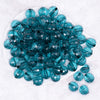 top view of a pile of 16mm Sea Blue Transparent Disco Shaped Bubblegum Beads