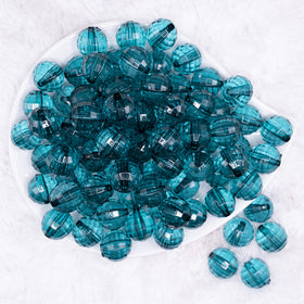 16mm Sea Blue Transparent Disco Shaped Bubblegum Beads