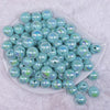 top view of a pile of 16mm Seafood Blue Solid AB Bubblegum Beads