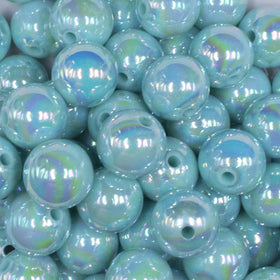 16mm Seafoam Blue Solid AB Bubblegum Beads