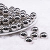 front view of a pile of 16mm Reflective Silver Acrylic Bubblegum Beads