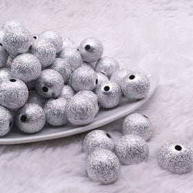 16mm Silver Stardust Acrylic Bubblegum Beads
