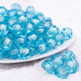 16mm Sky Blue Transparent Pumpkin Shaped Bubblegum Beads