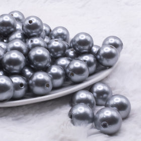 16mm Smokey Gray Faux Pearl Acrylic Bubblegum Jewelry Beads