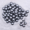 top view of a pile of 16mm Smokey Gray Faux Pearl Acrylic Bubblegum Jewelry Beads