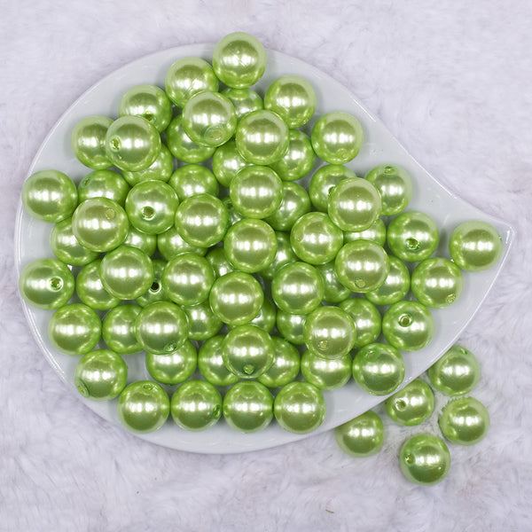 Top view of a pile of 16mm Spring Green Faux Pearl Acrylic Bubblegum Jewelry Beads