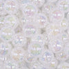 close up view of a pile of 16mm White Crackle AB Bubblegum Beads