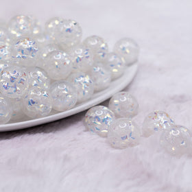 16mm White Majestic Confetti Bubblegum Beads