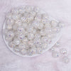 top view of a pile of 16mm White Majestic Confetti Bubblegum Beads