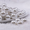 Front view of a pile of 16mm White Faux Pearl Acrylic Bubblegum Jewelry Beads