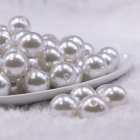 16mm White Faux Pearl Acrylic Bubblegum Jewelry Beads