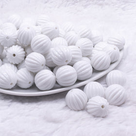16mm White Opaque Pumpkin Shaped Bubblegum Bead