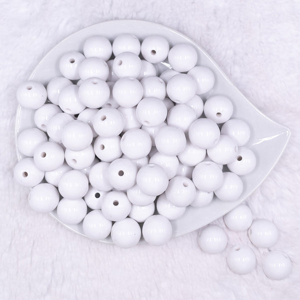 Top view of a pile of 16mm White Solid Chunky Acrylic Jewelry Beads