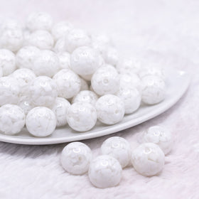 16mm White Tablet Acrylic Bubblegum Beads